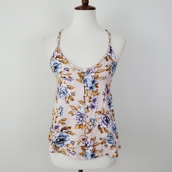 American Eagle Floral Button Up Strappy Tank Top - Picture 2 of 13